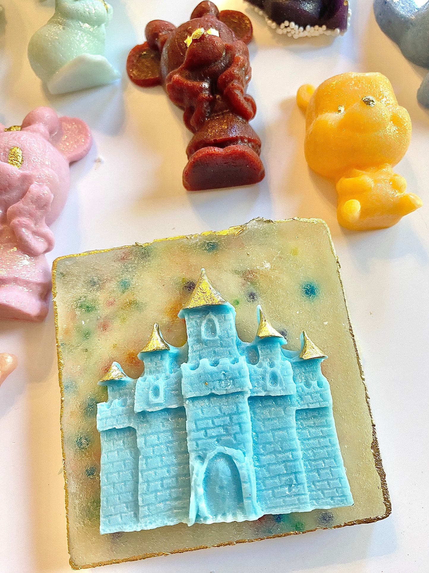 Disney 70th Anniversary Celebration Candy Set – Kohakuto Crystal Candy Gift, Disney Castle & Mickey Treats with Keychain + Stickers