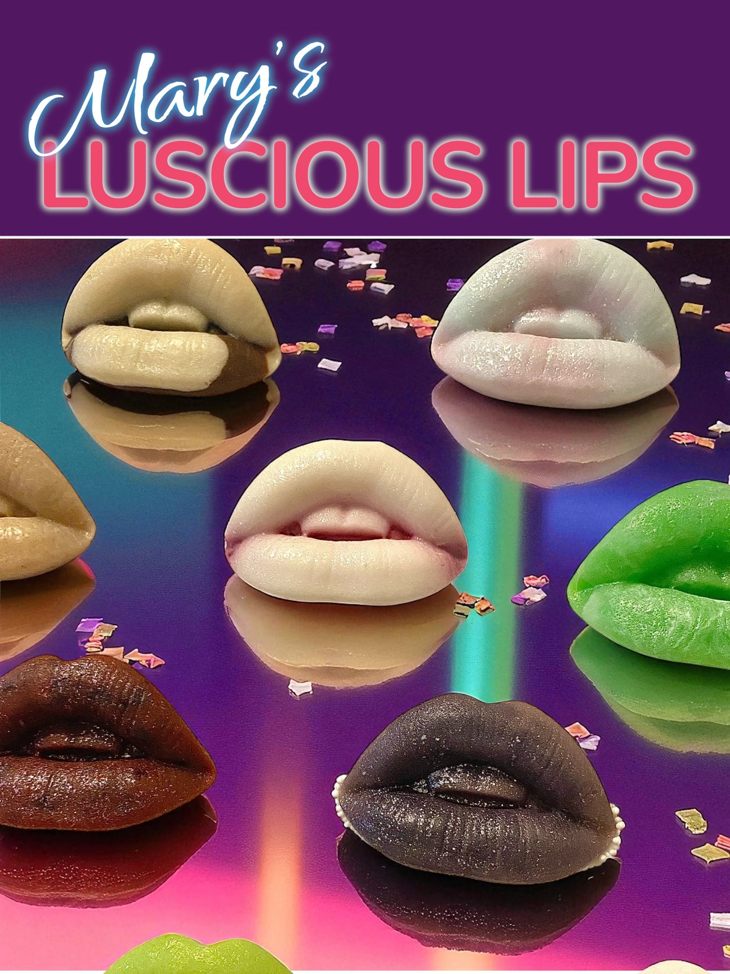 Mary’s Luscious Lips Candy Set – Fun Flirty Crystal Treats with a Decadent Wine Kiss