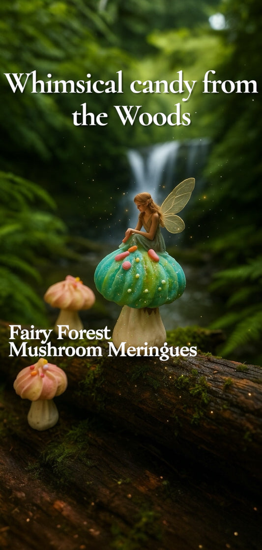 Fairy Meringue Mushrooms in various flavors Forest themed fairytale whimsical cake toppers